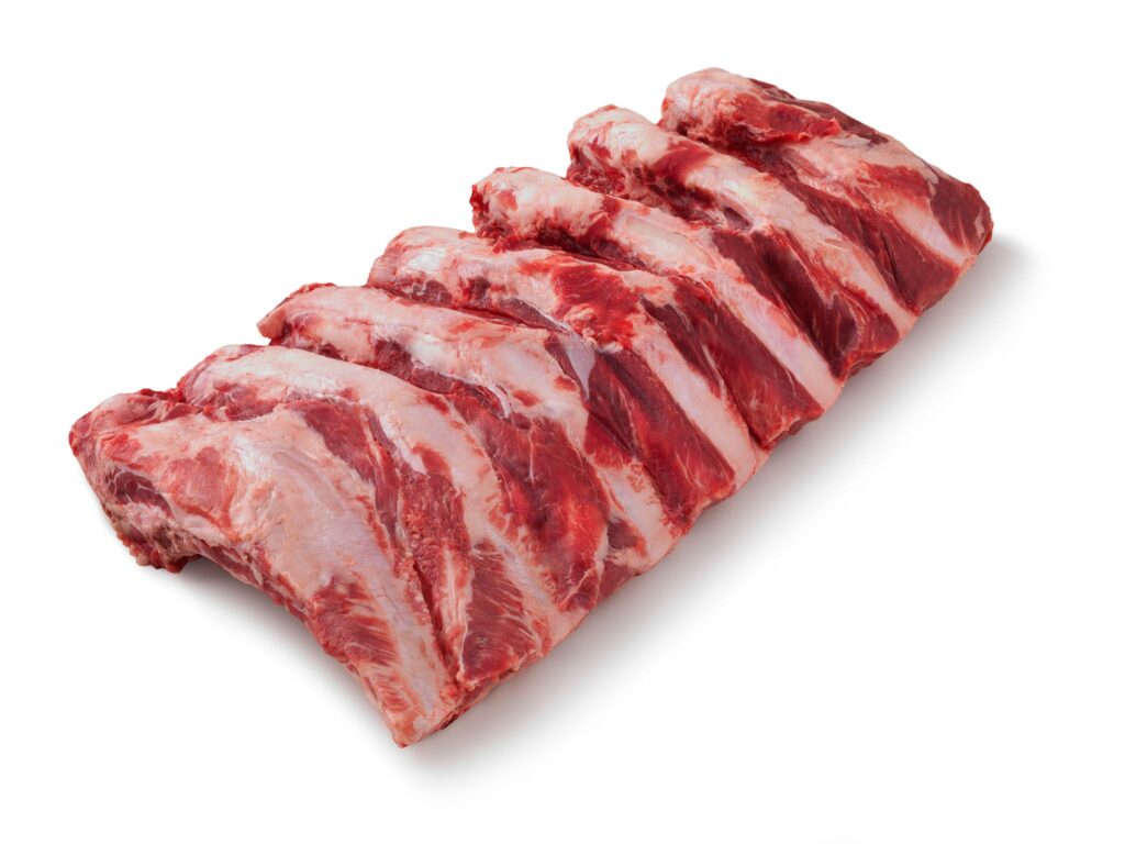 Raw beef back ribs
