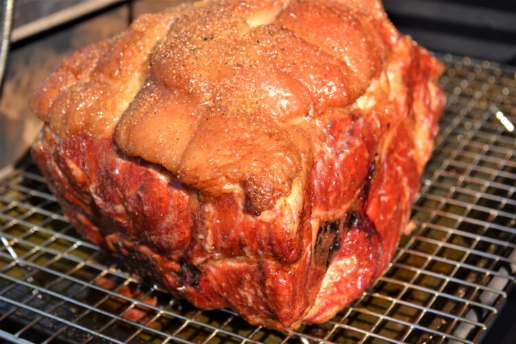 Pork butt on grill